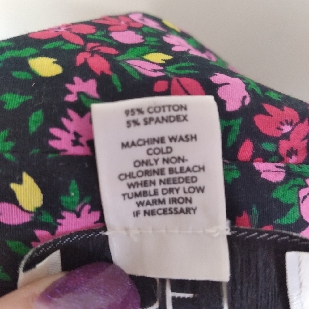LOFT Black and Pink Floral Cotton Midi Shirt Dress Size 6 Petite - Picture 12 of 12